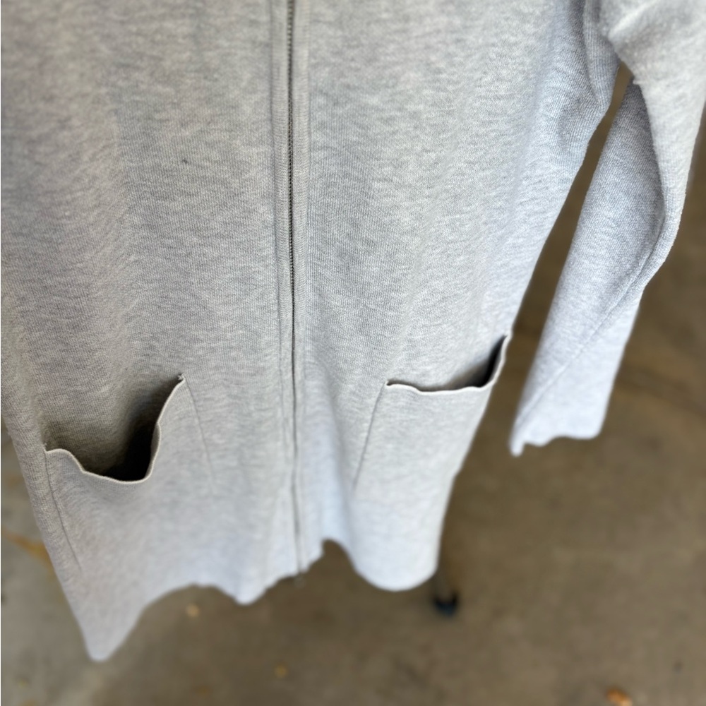 Gray Zip-Up Cardigan with Pockets